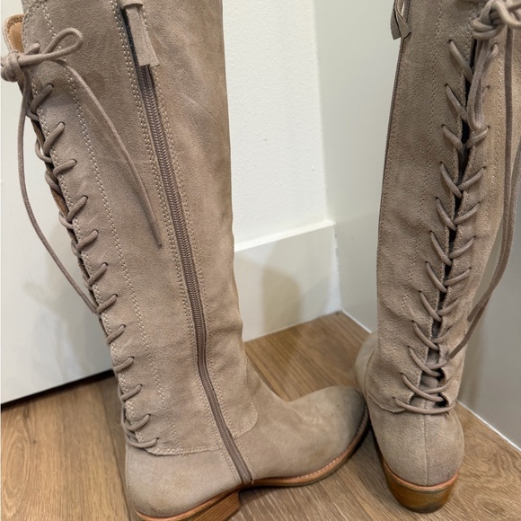 Sofft Taupe Lace-Up Knee-High Boots - Picture 4 of 7